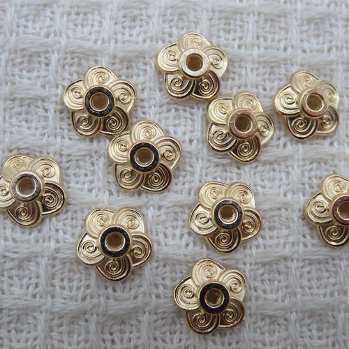 Coupelles fleuri doré 8mm apprêt pour bijoux - lot de 10
