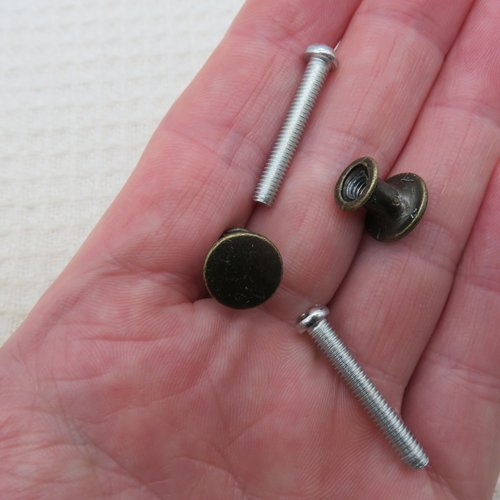 Poignée bouton de tiroir rond bronze porte meuble style rétro ancien - lot de 2