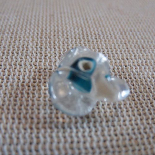 Perles verre lampwork hélice bleu 15mm - lot de 4