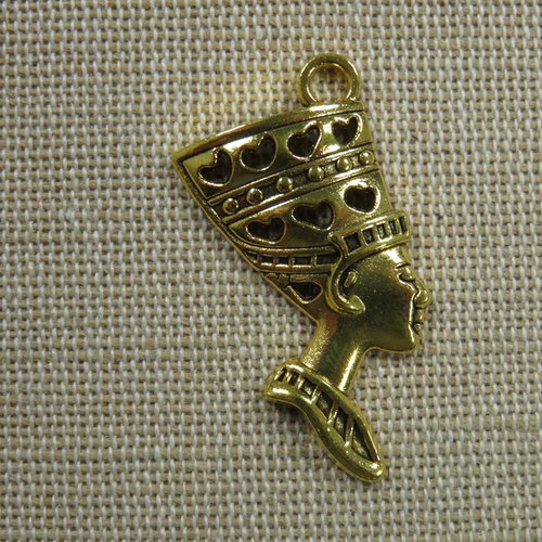 Pendentif nefertiti doré 40mm, breloque reine d'égypte