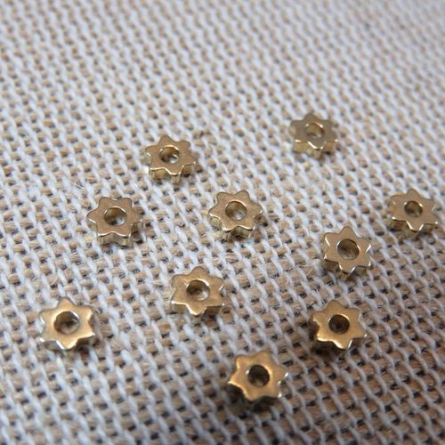 Perles étoile 4mm laiton intercalaire hexagone - lot de 10