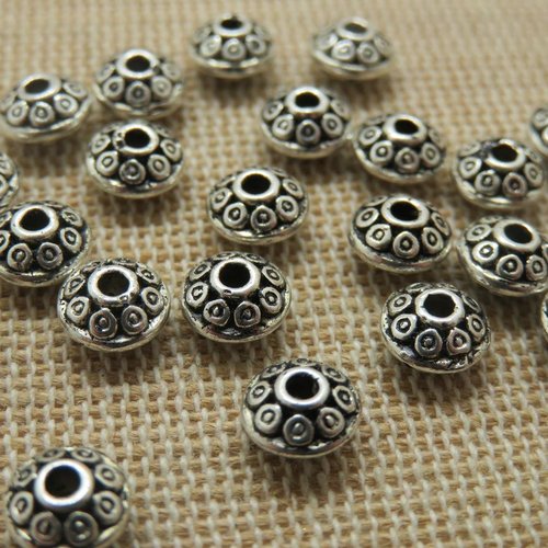 Perles soucoupe intercalaire métal argenté 7mm - lot de 14