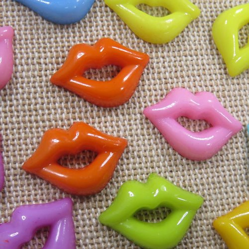 Cabochons lèvre multicolore 18mm - lot de 10