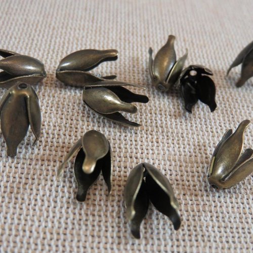 Coupelles fleur tulipe bronze en métal - lot de 20