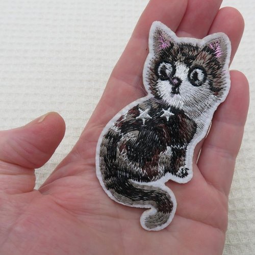 Ecusson chat gris thermocollant écusson avec étoile
