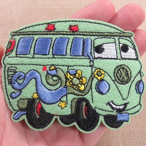 Patch combi van hippie écusson thermocollant véhicule vintage