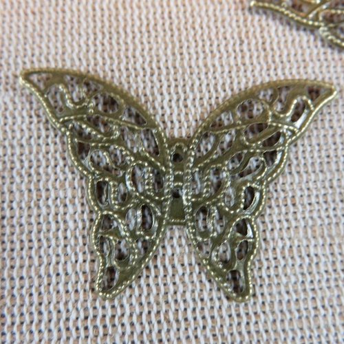 Connecteur papillon bronze filigrané 41x29mm cabochon - lot de 5