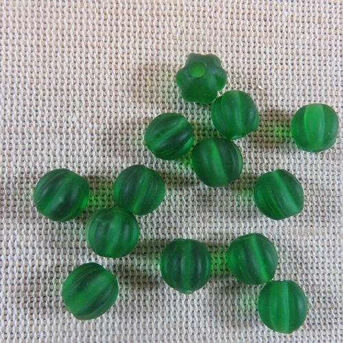 Perles citrouille verte verre lanterne lampwork 8mm - lot de 12