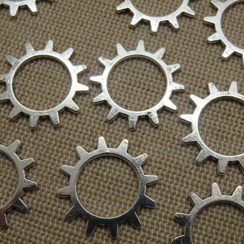 Pendentif engrenages steampunk métal couleur argenté 22mm - lot de 5
