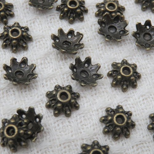 Coupelles fleur bronze 9mm apprêt pour bijoux - lot de 20