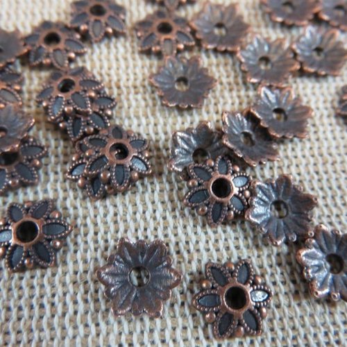 Coupelles fleurs cuivré en métal 7mm apprêt pour bijoux - lot de 20