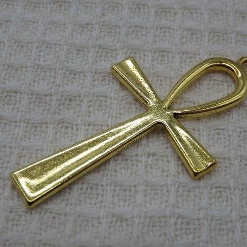 Pendentif croix ankh doré 53mm - breloque bijoux égyptien
