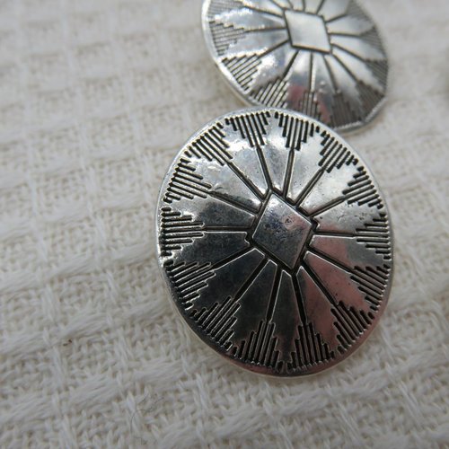 Boutons ovale métal argenté effet bouclier bouton de couture - lot de 4