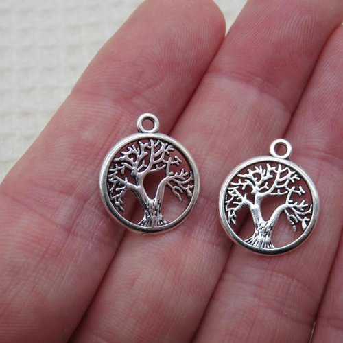 Pendentifs arbre de vie métal argenté - lot de 2