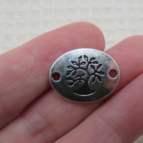 Pendentif arbre de vie pour bracelet connecteur argenté