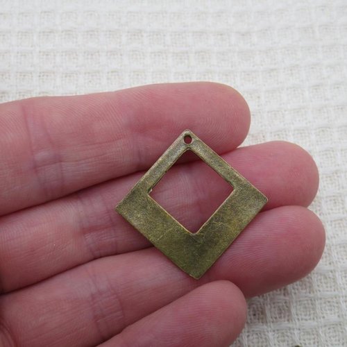 Pendentif losange bronze 30mm, lot de 2