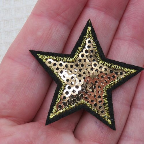 Patch étoile sequin doré écusson thermocollant - appliqué à repasser