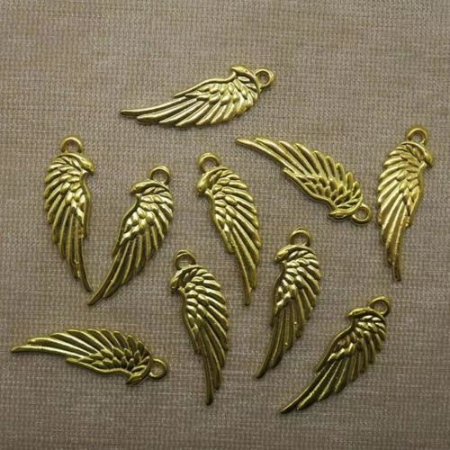 Breloques aile d'ange doré 33mm pendentif apprêt pour bijoux - lot de 4