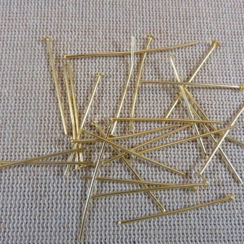Clous tiges 30mm lot de 50 clou tiges à tête plate couleur doré création bijoux