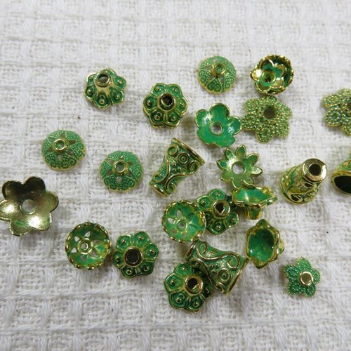 Coupelles fleur or vieilli patiné - lot de 10 calotte chapeau pour perles