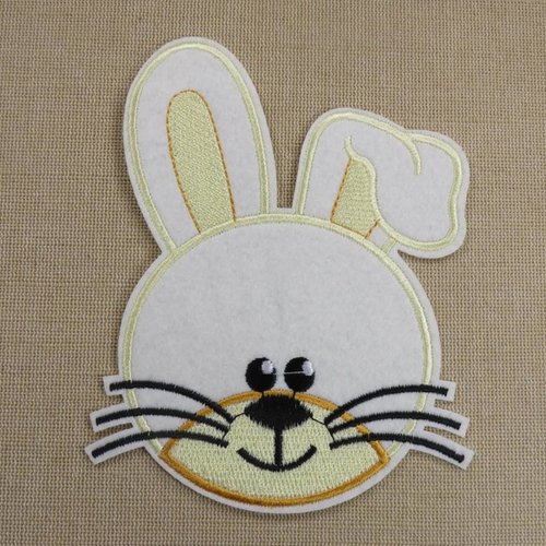Grand écusson lapin patch thermocollant kawaii jaune