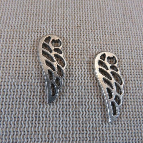Pendentifs aile d'ange argenté 25mm apprêt pour bijoux - lot de 4