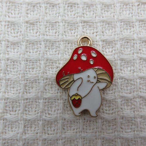 Pendentif champignon amanite breloques métal émaillé