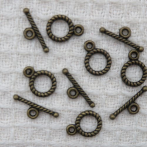 Fermoirs toggles métal bronze style antique - lot de 5