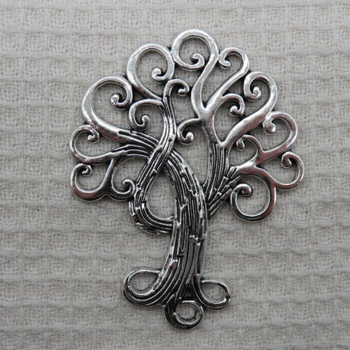 Pendentif arbre de vie 72mm métal couleur argenté