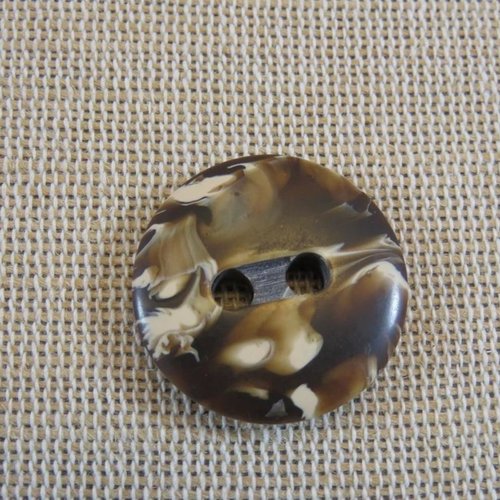Bouton de couture marbré marron beige 23mm - lot de 4