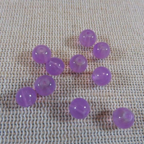Perle violette  en verre ronde 6mm - lot de 20