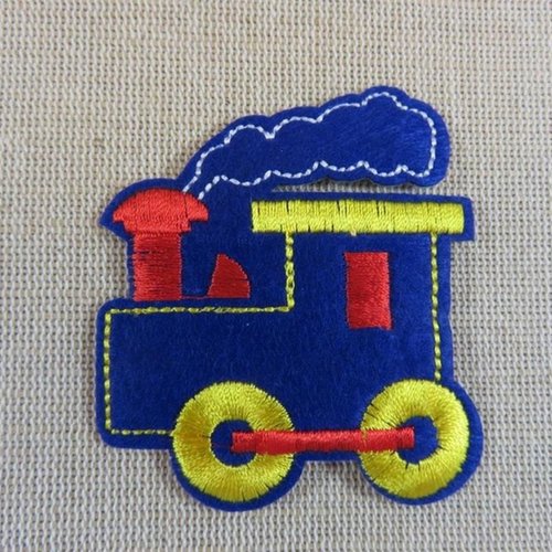 Écusson thermocollant train bleu patch applique brodé