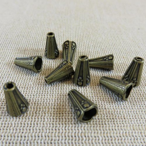 Coupelles cône métal bronze antique apprêt pour bijoux - lot de 10