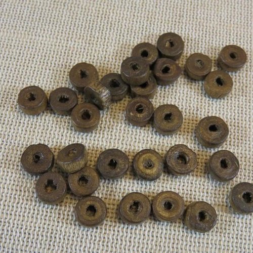 Perles en bois rondelle marron 8mm - lot de 30
