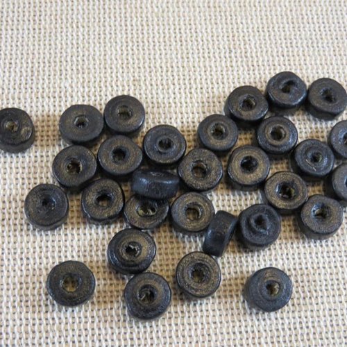 Perle rondelle palet bois noir 8mm - lot de 30