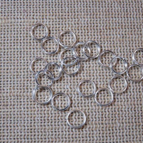 Anneaux double argenté 6mm ouvert en métal apprêt pour bijoux - lot de 25