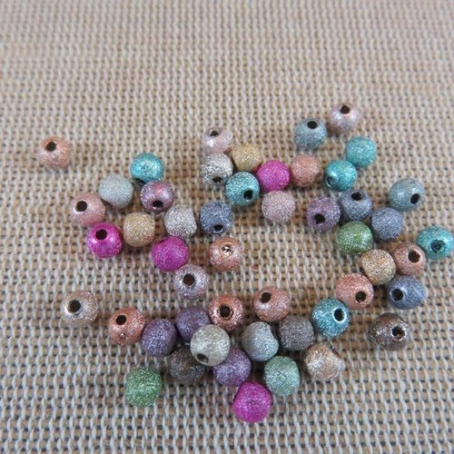 Perles acrylique effet ridé 4mm bubblegum - lot de 25