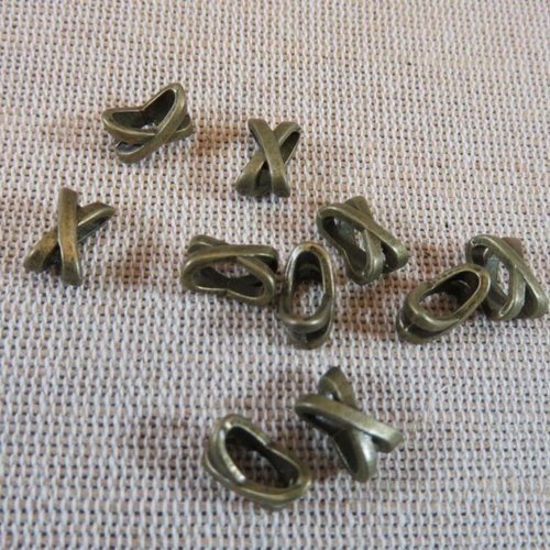 Perle passant x bronze 10x7mm apprêt pour bijoux - lot de 5