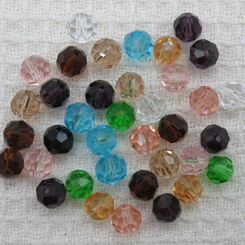 Perle à facette verre 8mm - lot mixte de 10 perles