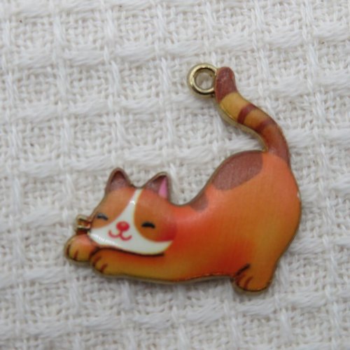 Pendentif chat multicolore métal 28mm