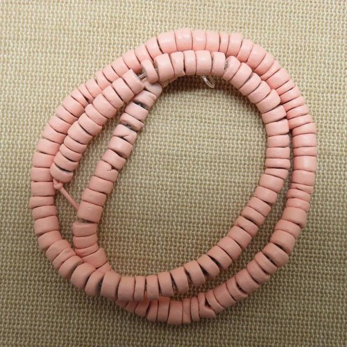 Perle rondelle abricot coquille bois noix de coco 6mm - lot de 25