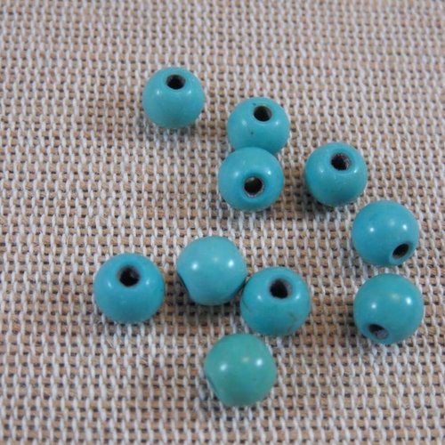 Perle howlite bleu 6mm effet turquoise - lot de 10