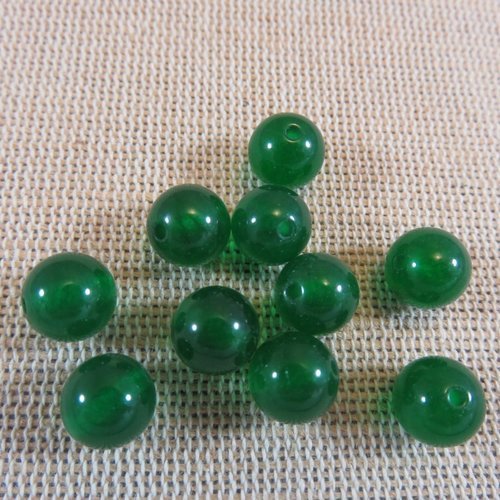 Perles agate verte foncé 8mm ronde pierre de gemme - lot de 8