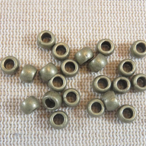 Perles tonneau métal couleur bronze antique 6x5mm - lot de 25