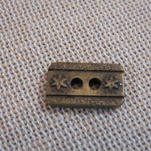 Boutons rectangle bronze gravé fleurs étoiles bouton de couture - lot de 4