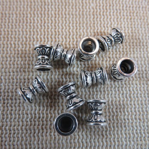 Perles entretoise double-cône en métal 6mm argenté - lot de 15