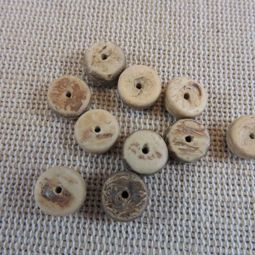 Perles rondelle palet en bois de coco 8mm - lot de 10