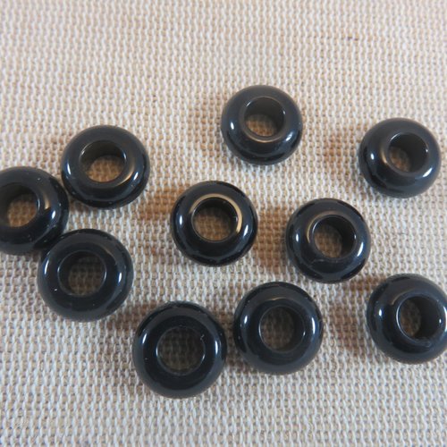 Perles anneaux noir acrylique 12mm - lot de 20