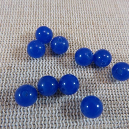 Perles agate bleu 6 mm ronde pierre de gemme - lot de 15