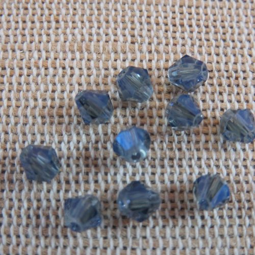 Perles bicône bleu 4mm à facette - lot de 20
